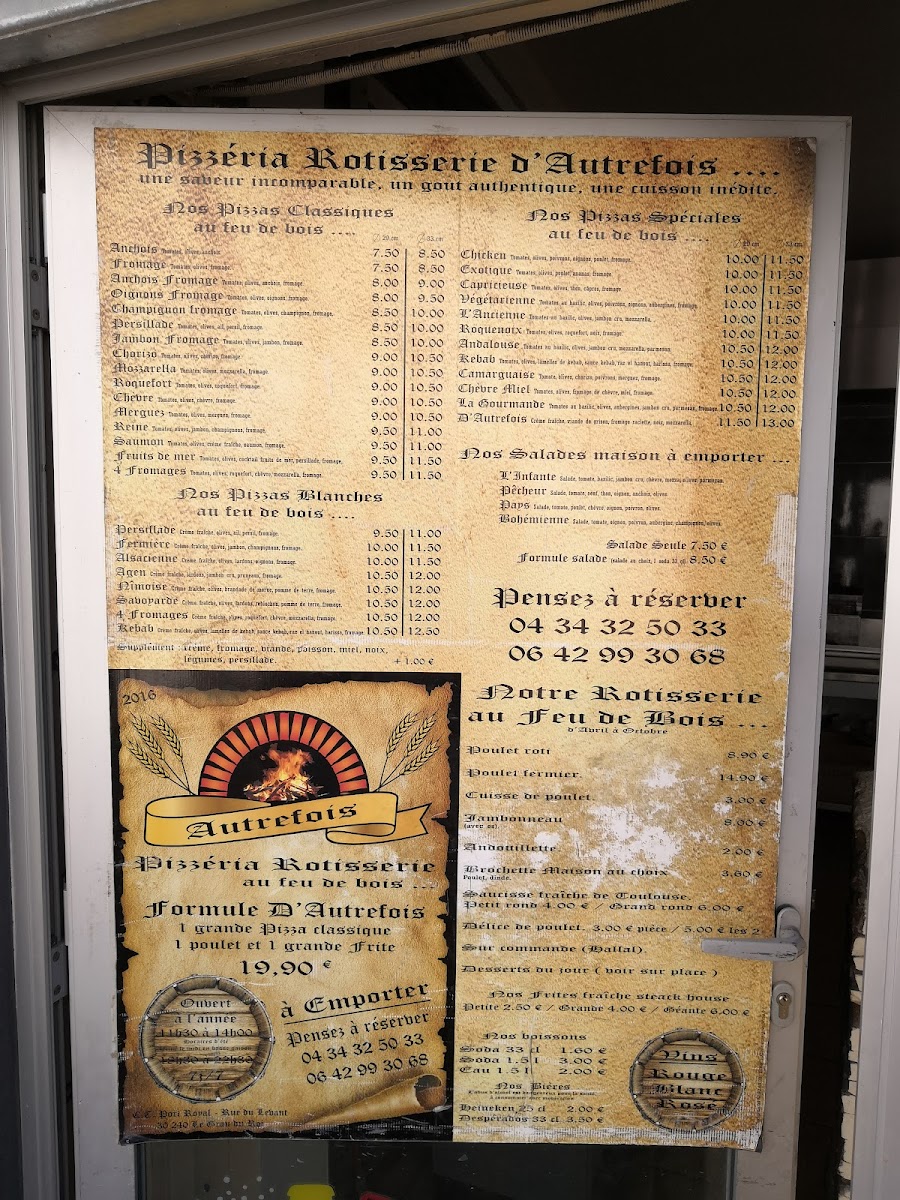 Menu Pizzeria Rotisserie D'autrefois-5