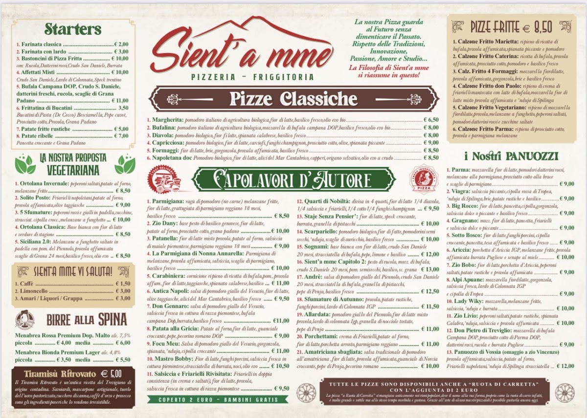 Menu Pizzeria Sient’A Mme Caselle Torinese-1