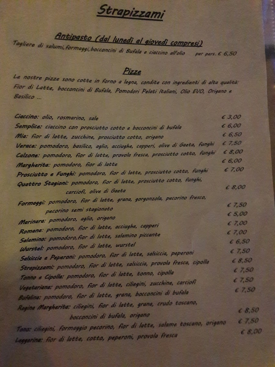 Menu Pizzeria Strapizzami - Forno A Legna --9