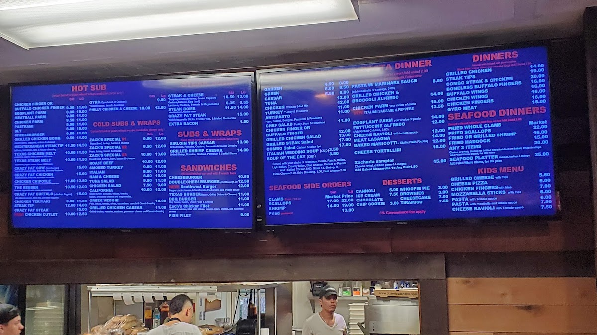 Menu Pizzeria Zacharia Bar & Grill-1