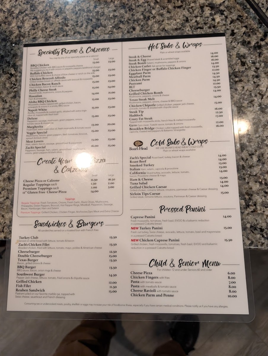 Menu Pizzeria Zacharia Bar & Grill-3