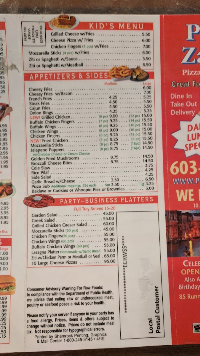 Menu Pizzeria Zacharia Bar & Grill-8