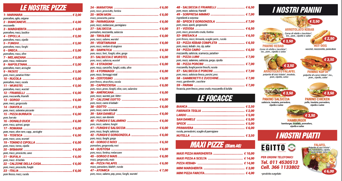 Menu Pizzerie Egitto-1