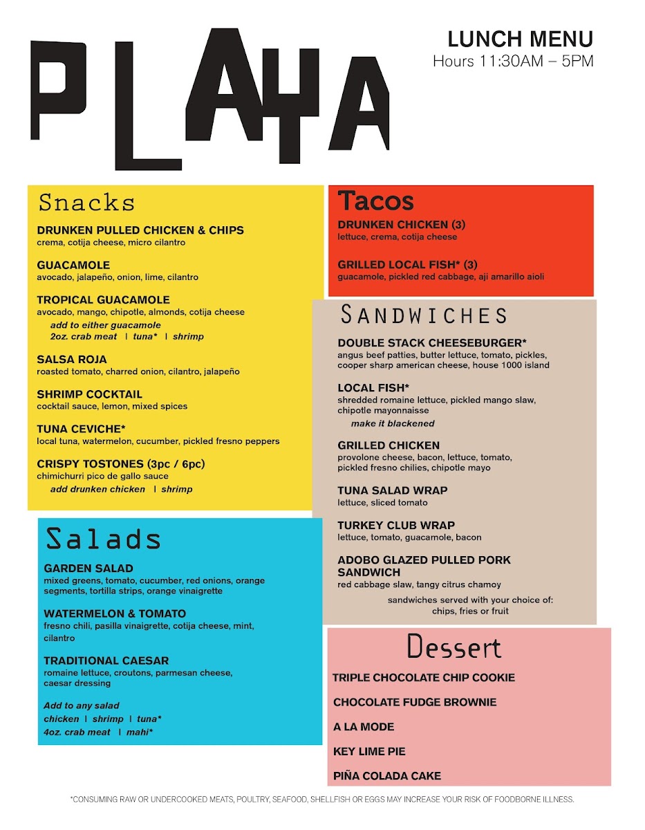 Menu Playa Beach Bar & Grill-7