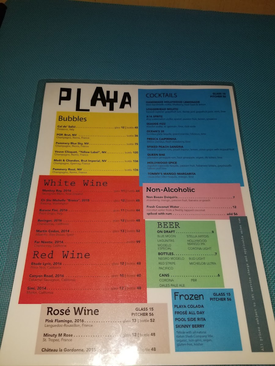Menu Playa Beach Bar & Grill-9