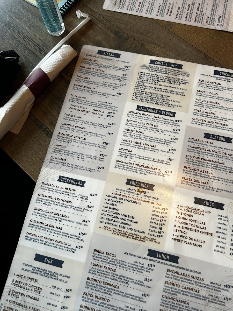 Menu Plaza Azteca Mexican Restaurant · Exton-5