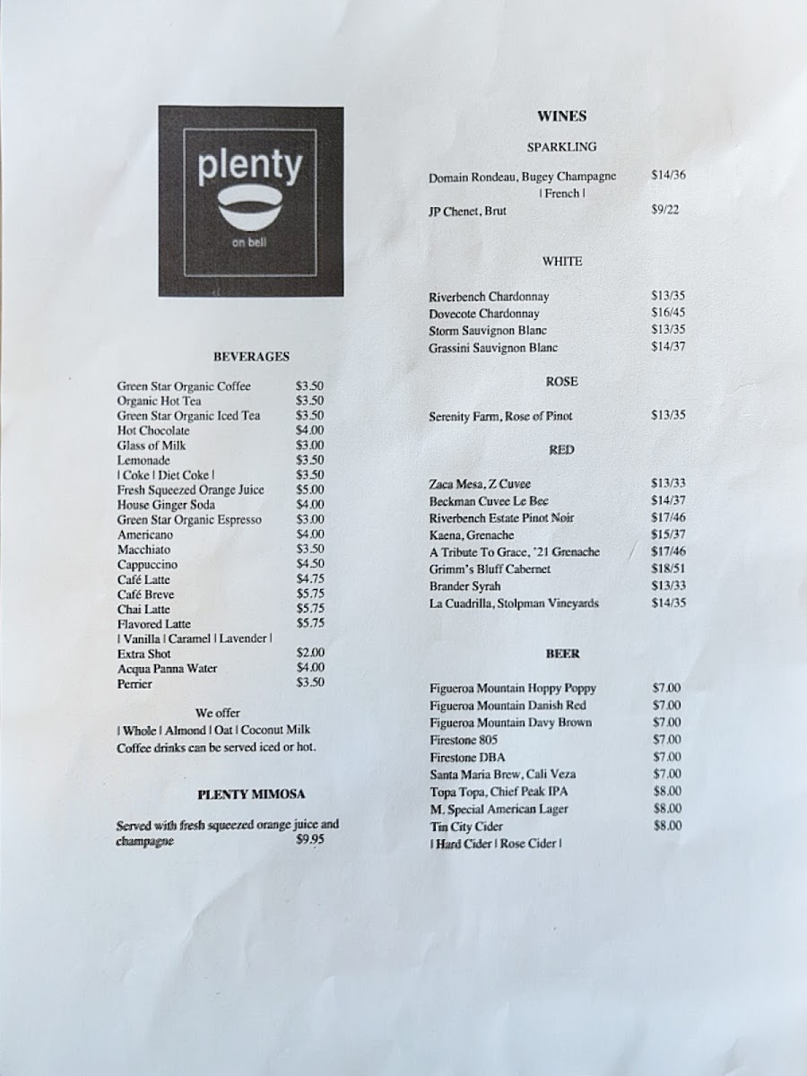 Menu Plenty On Bell-2