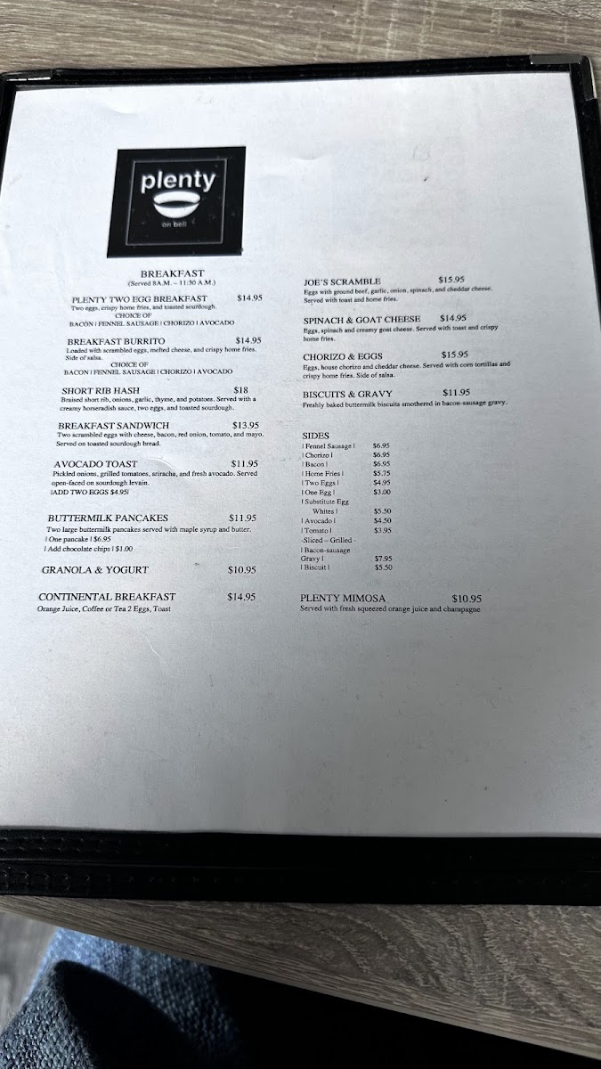 Menu Plenty On Bell-3