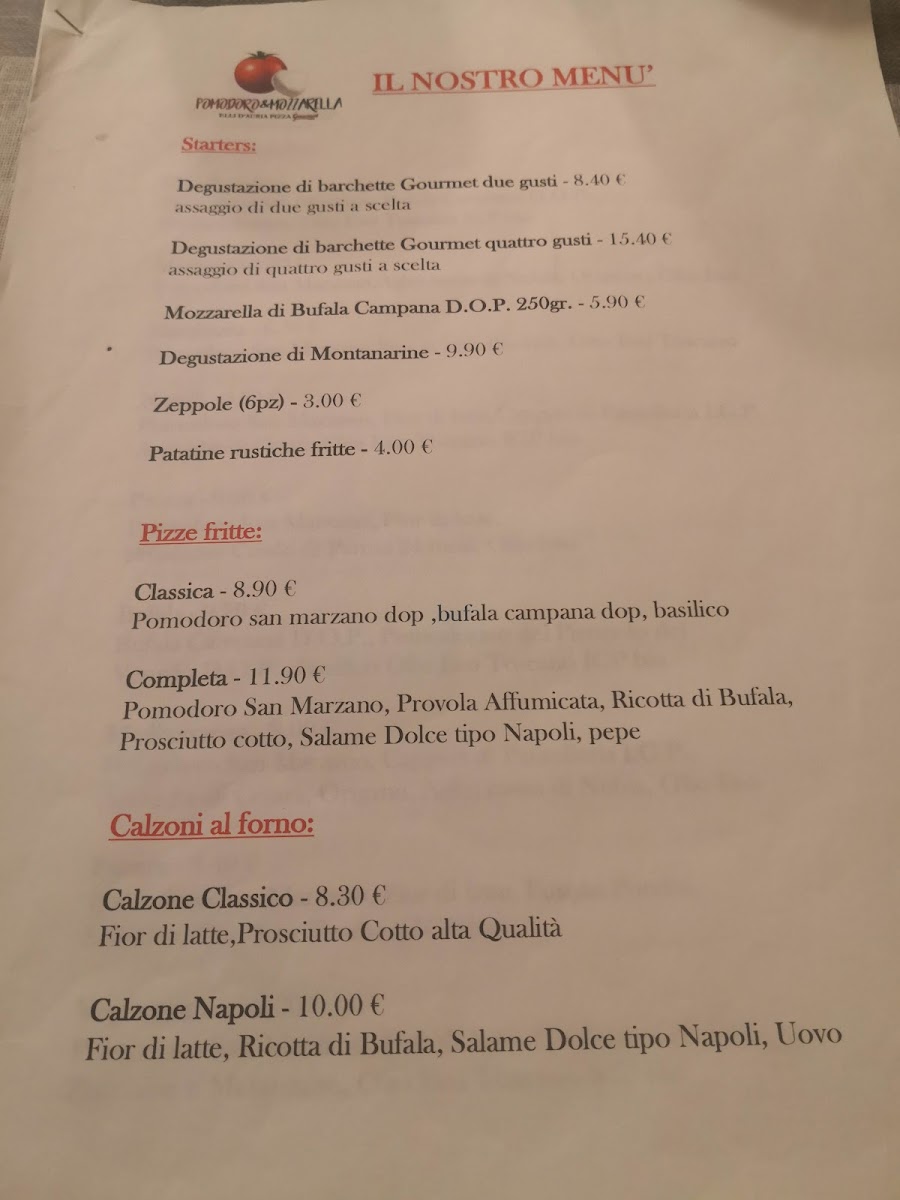 Menu Pomodoro & Mozzarella • F.lli D’Auria Pizza Gourmet-1