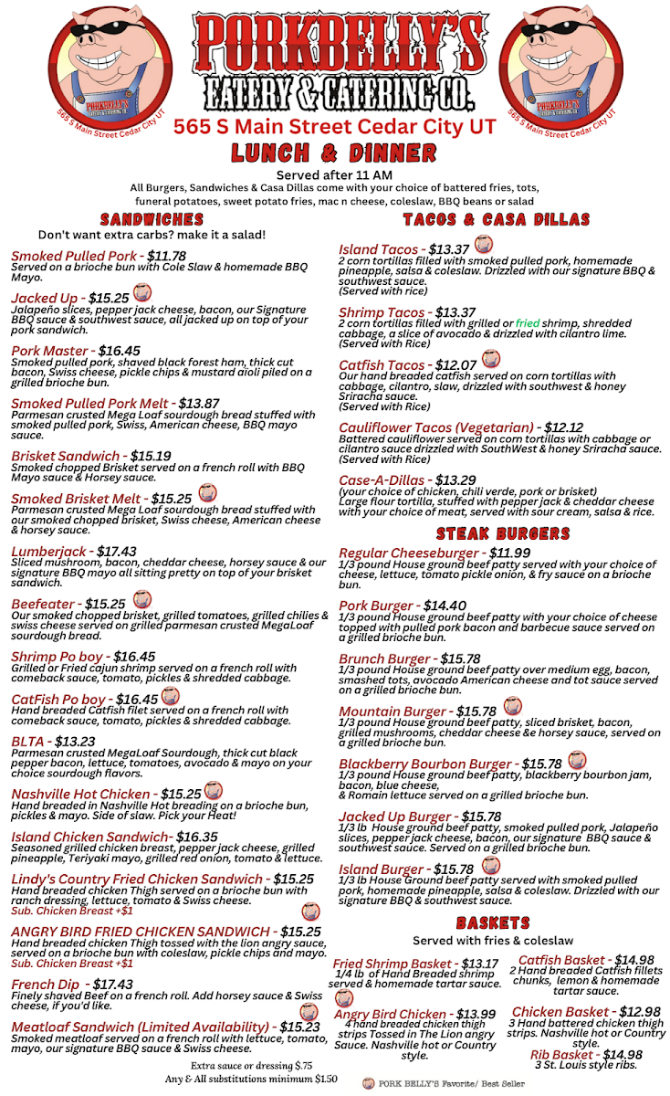 Menu Pork Belly's Eatery & Catering Co.-1