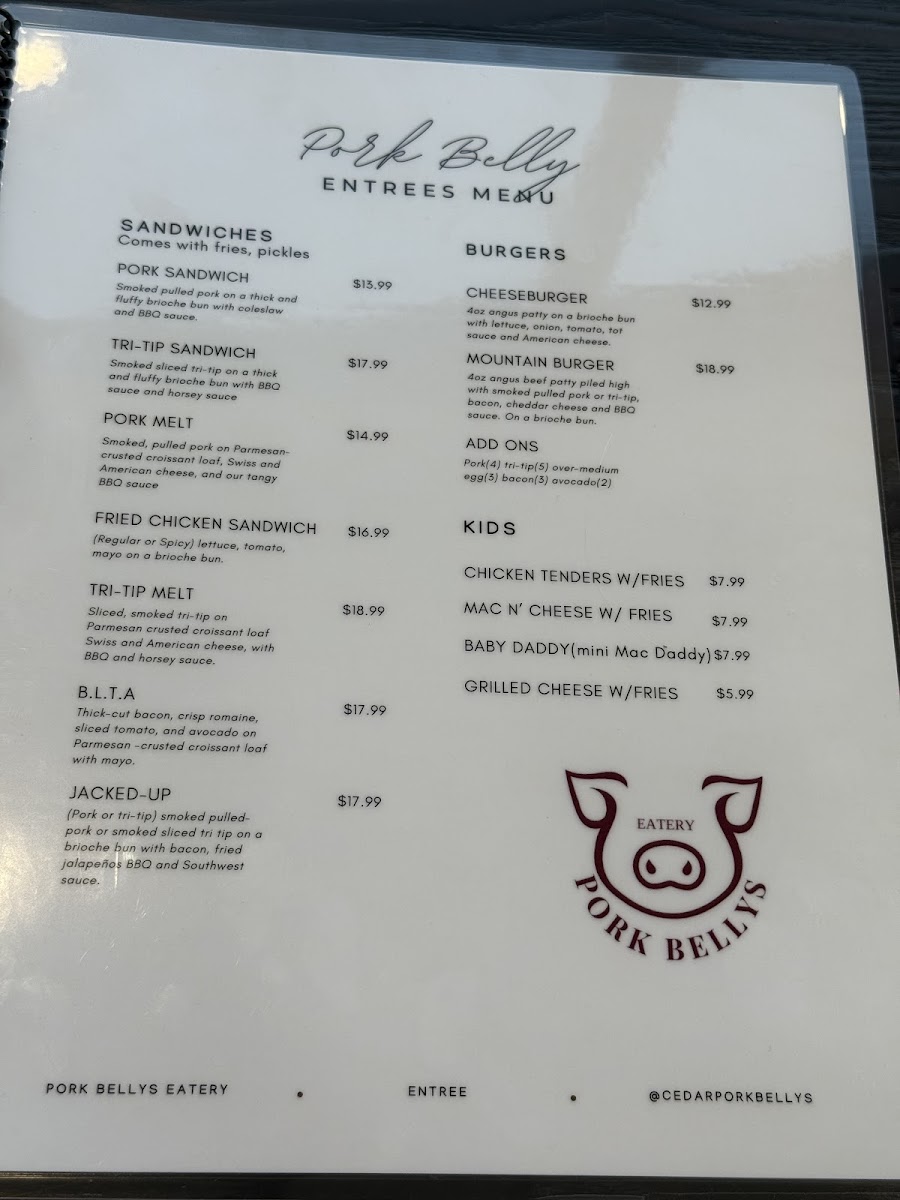 Menu Pork Belly's Eatery & Catering Co.-7