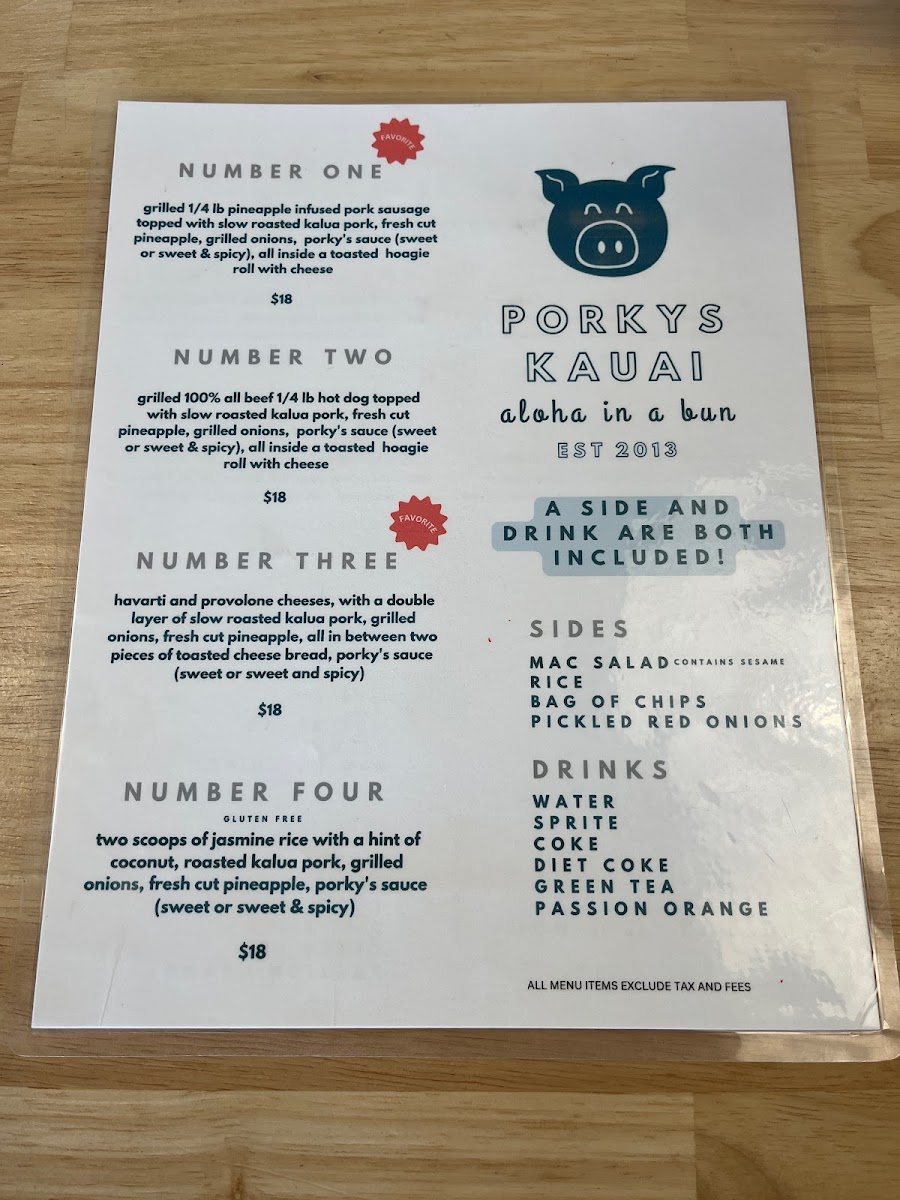 Menu Porky's Kaua’I-3