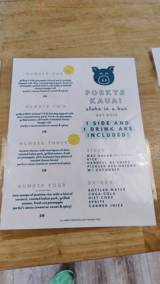 Menu Porky's Kaua’I-7