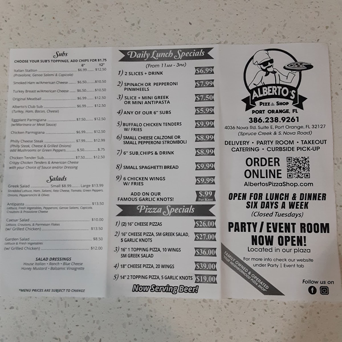 Menu Port Orange - Alberto's Pizza Shop-3