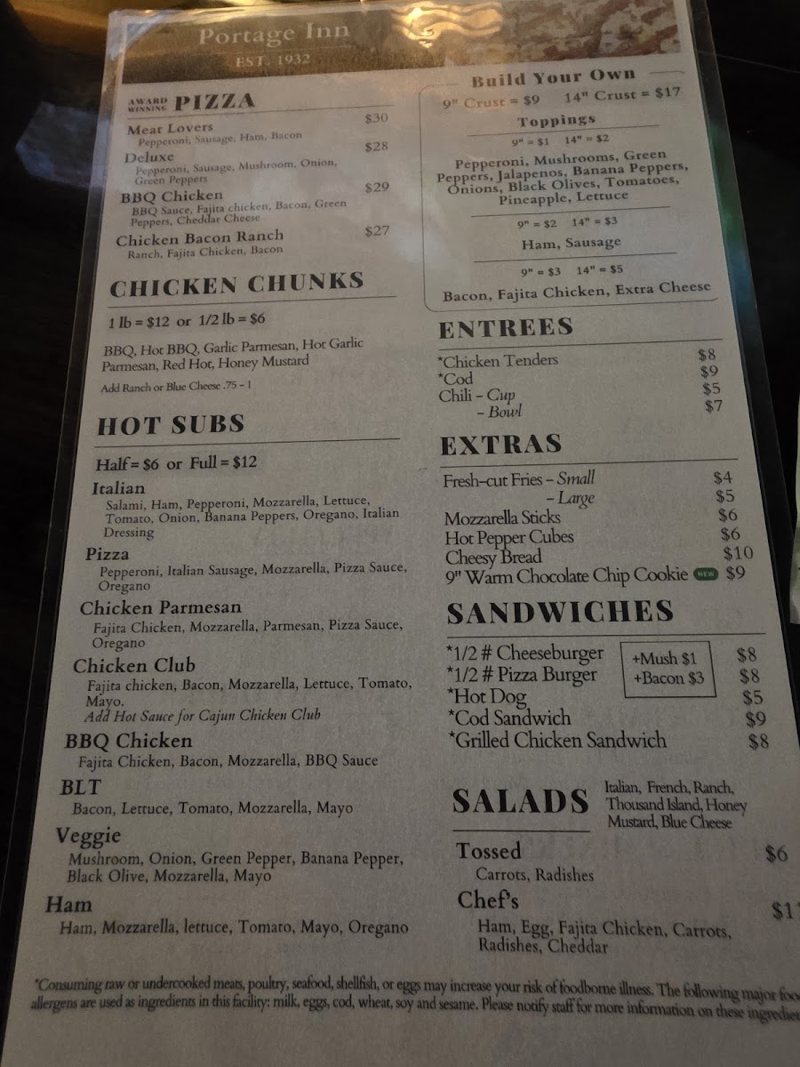 Menu Portage Inn-2