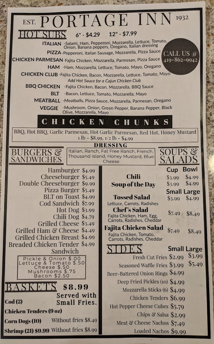 Menu Portage Inn-4