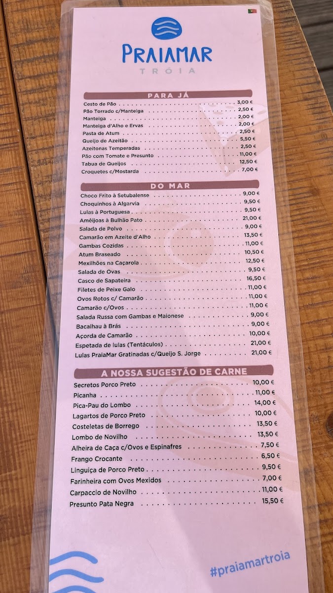 Menu Praiamar Tróia-1