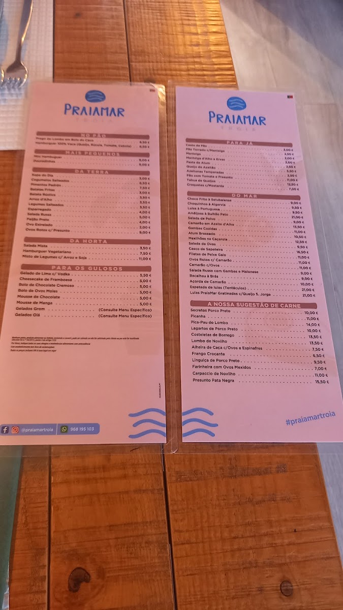 Menu Praiamar Tróia-4