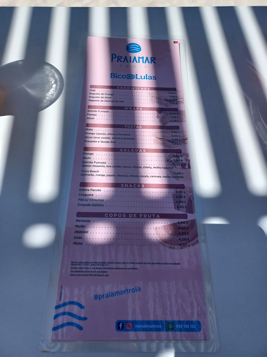 Menu Praiamar Tróia-7