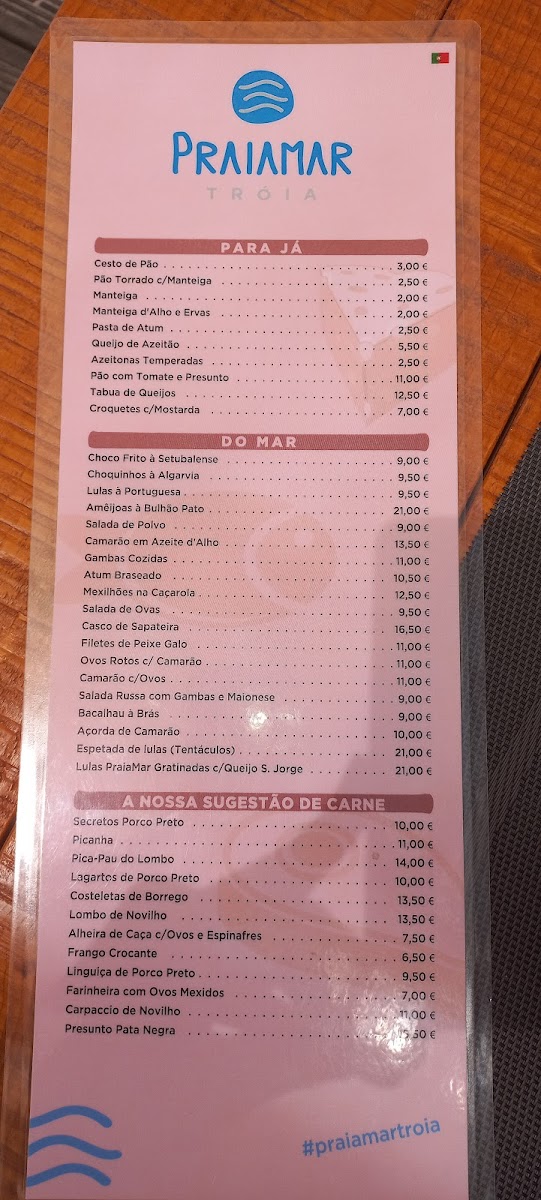Menu Praiamar Tróia-8
