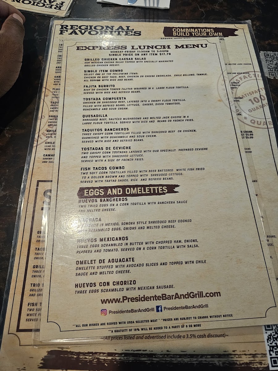 Menu Presidente Restaurant-1
