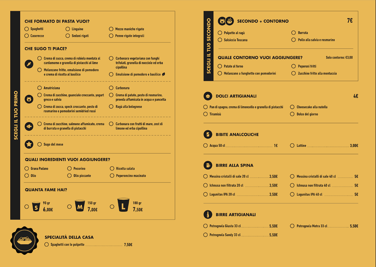 Menu Primo - Pasta & Street Food Pisa-1