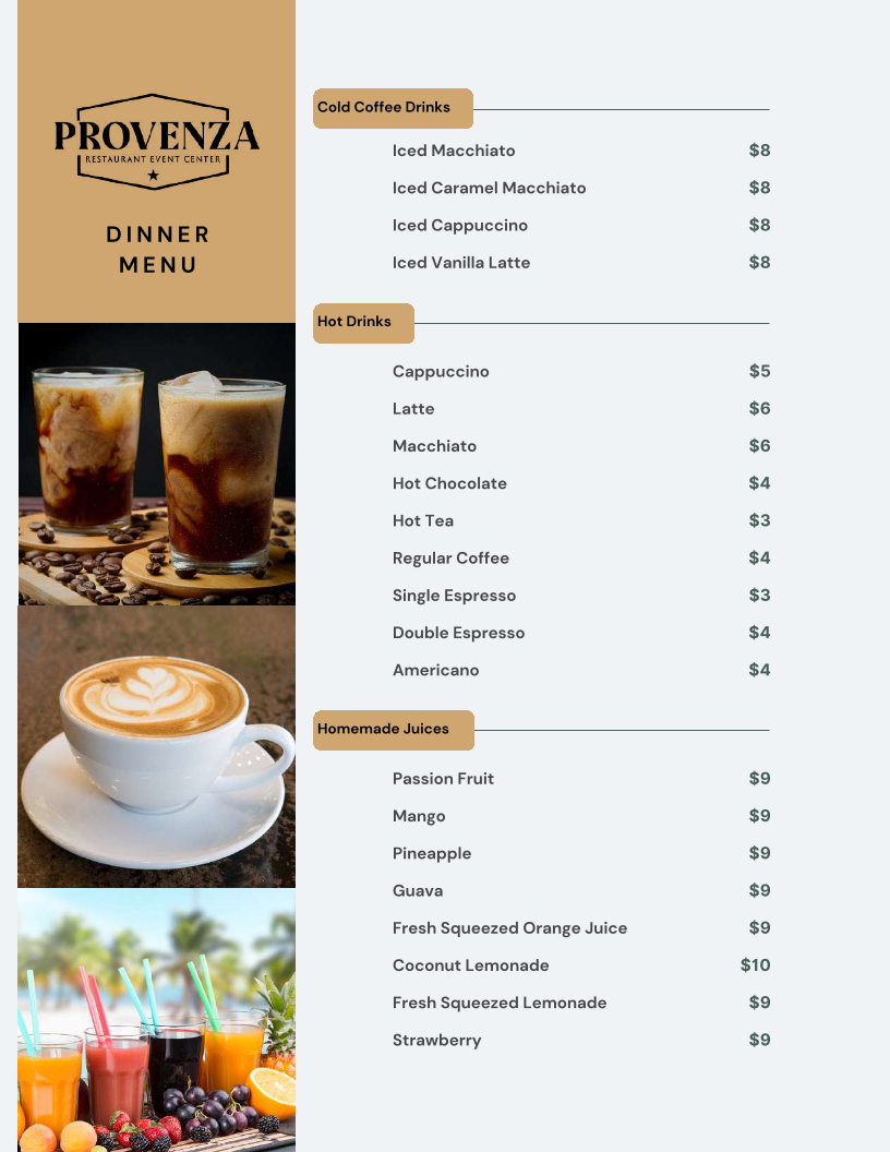 Menu Provenza Restaurant Event Center-10