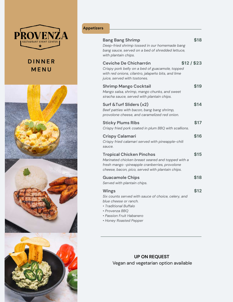 Menu Provenza Restaurant Event Center-3