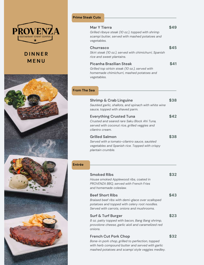 Menu Provenza Restaurant Event Center-4