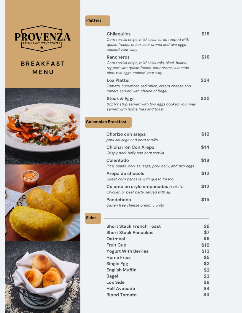 Menu Provenza Restaurant Event Center-6