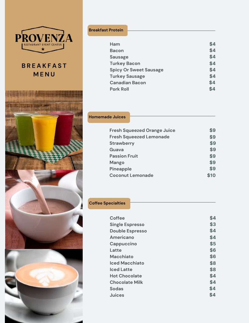 Menu Provenza Restaurant Event Center-9