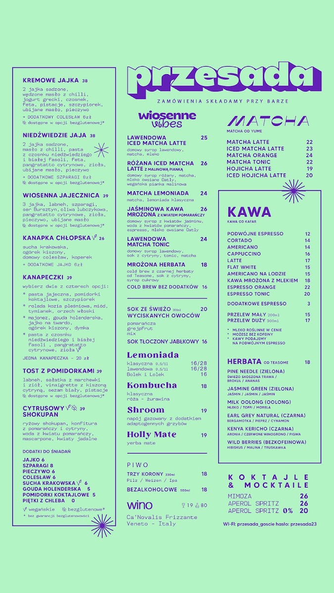Menu Przesada - Śniadania I Kawiarnia Kraków-2