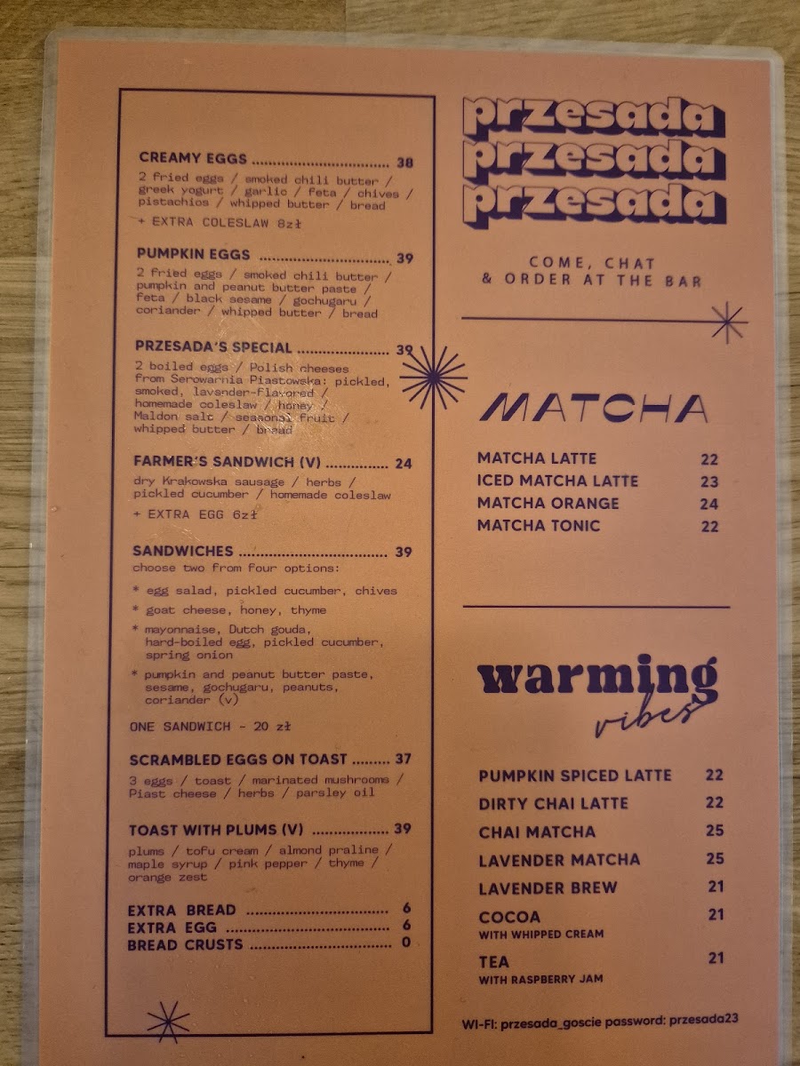 Menu Przesada - Śniadania I Kawiarnia Kraków-8