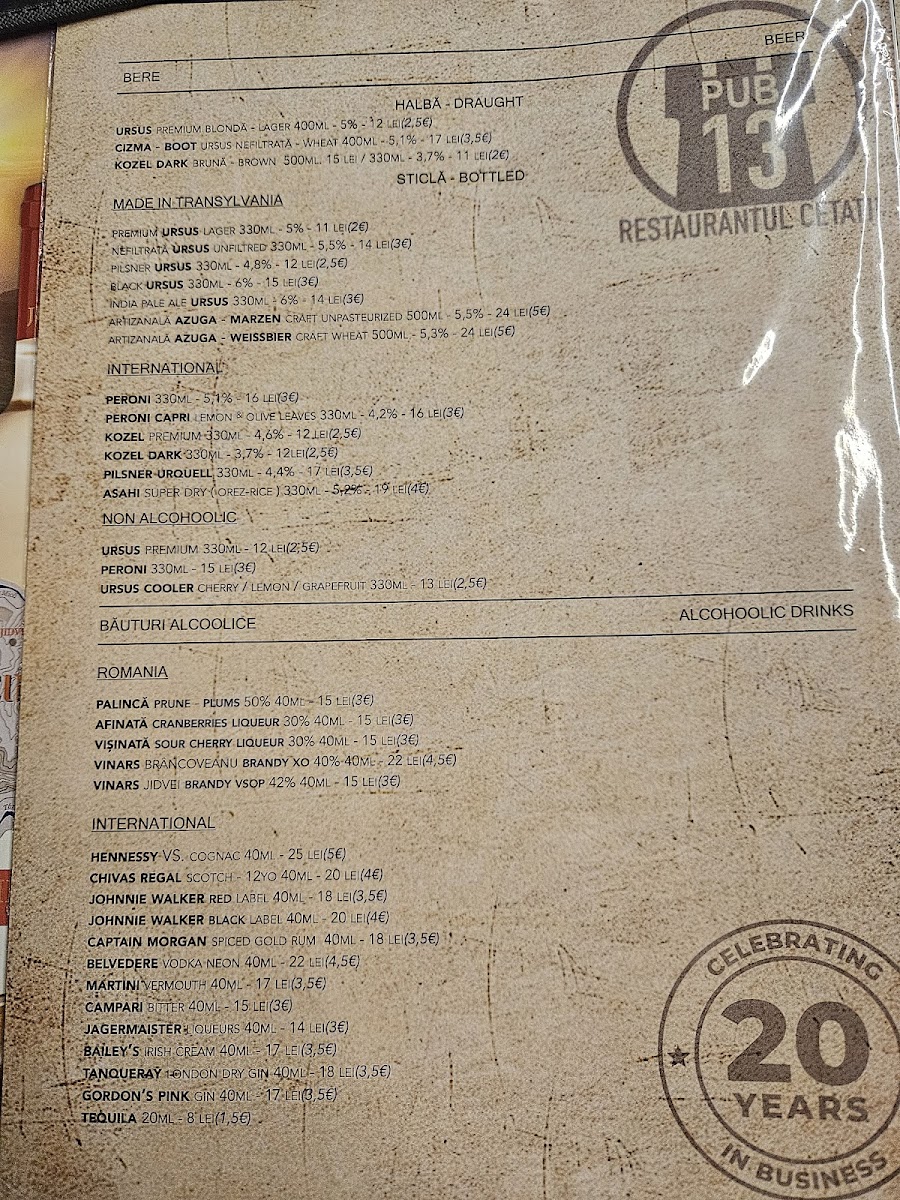 Menu Pub13 - Restaurantul Cetății-7