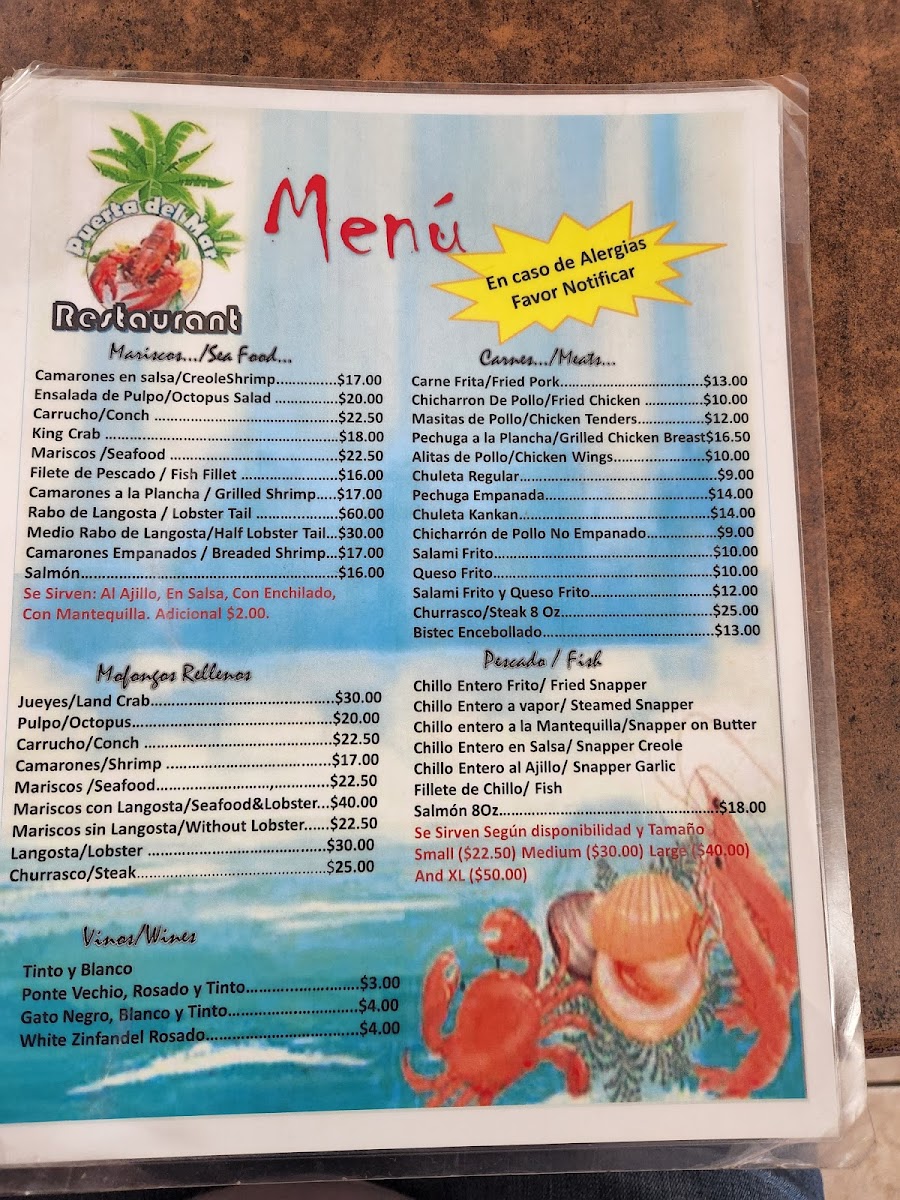 Menu Puerta Del Mar Restaurant Inc.-7