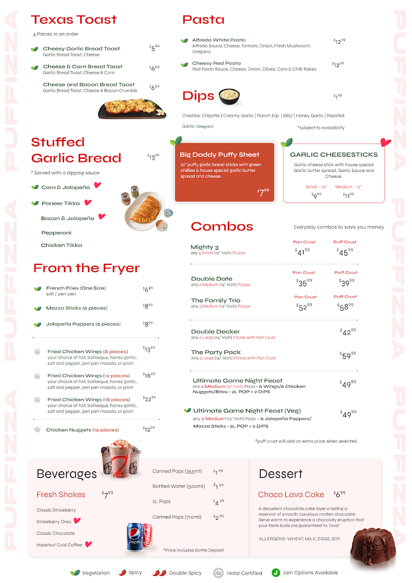 Menu Puffizza | Edmonton's 1St Puff Crust Pizza-1