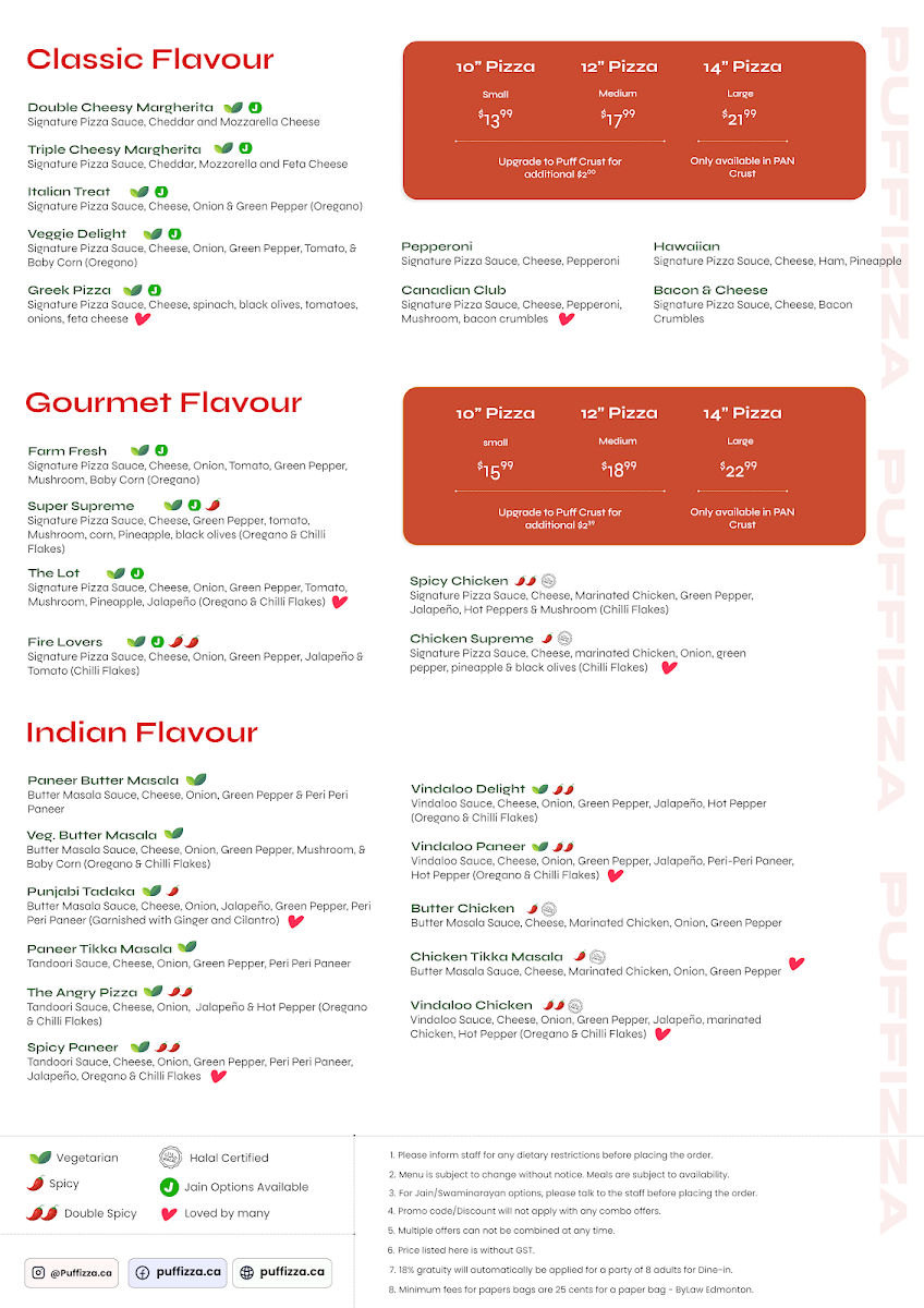 Menu Puffizza | Edmonton's 1St Puff Crust Pizza-2