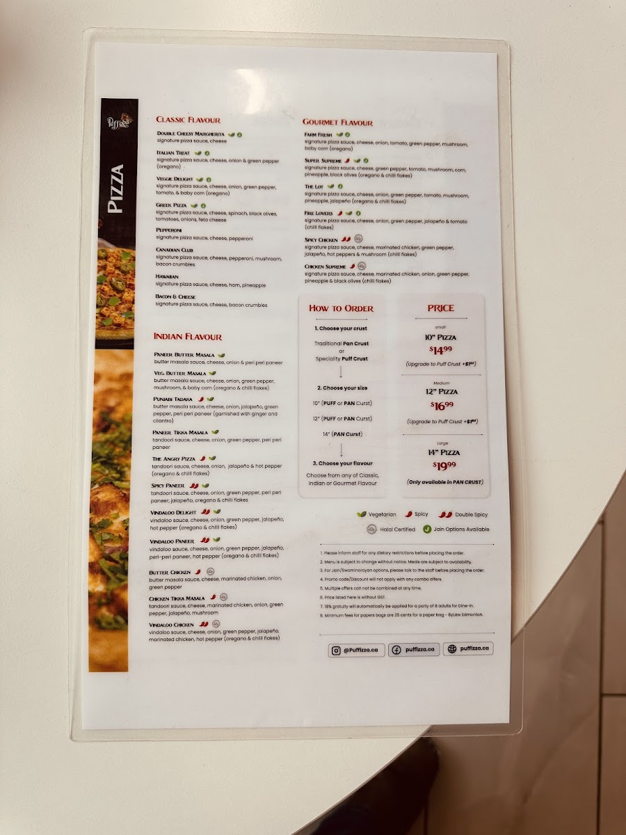 Menu Puffizza | Edmonton's 1St Puff Crust Pizza-3