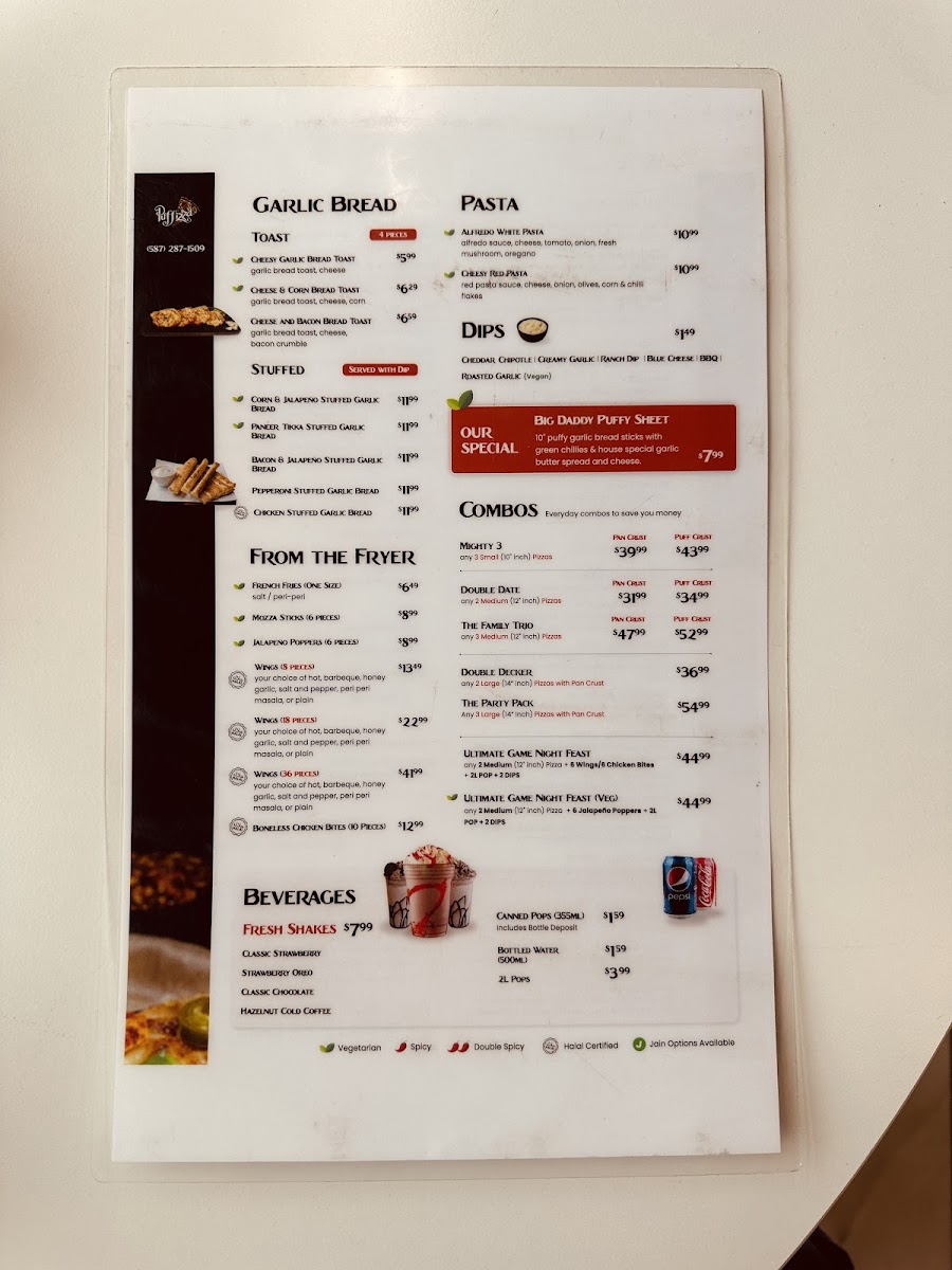 Menu Puffizza | Edmonton's 1St Puff Crust Pizza-4