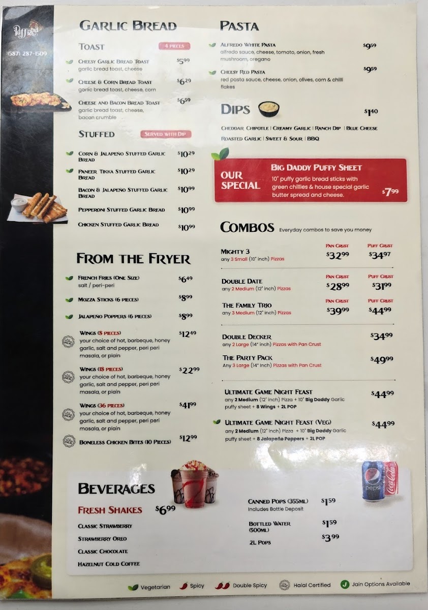 Menu Puffizza | Edmonton's 1St Puff Crust Pizza-7