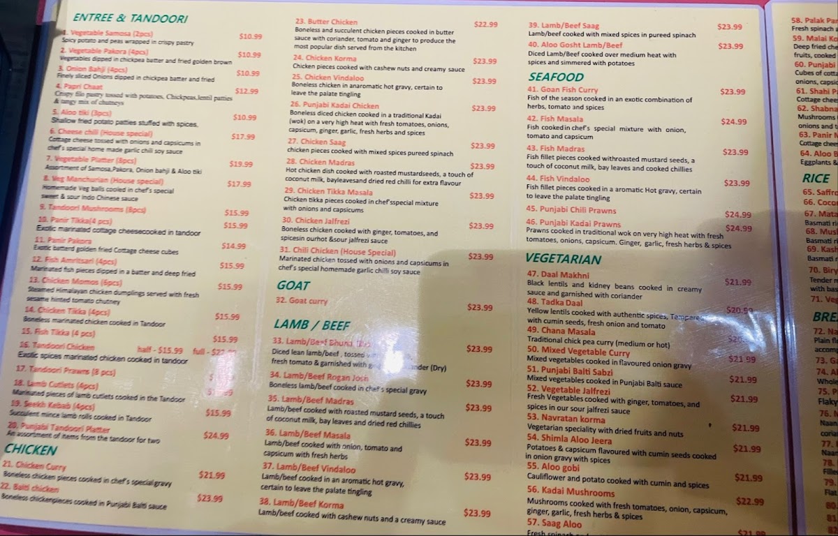 Menu Punjabi Curry Cafe Collingwood-7