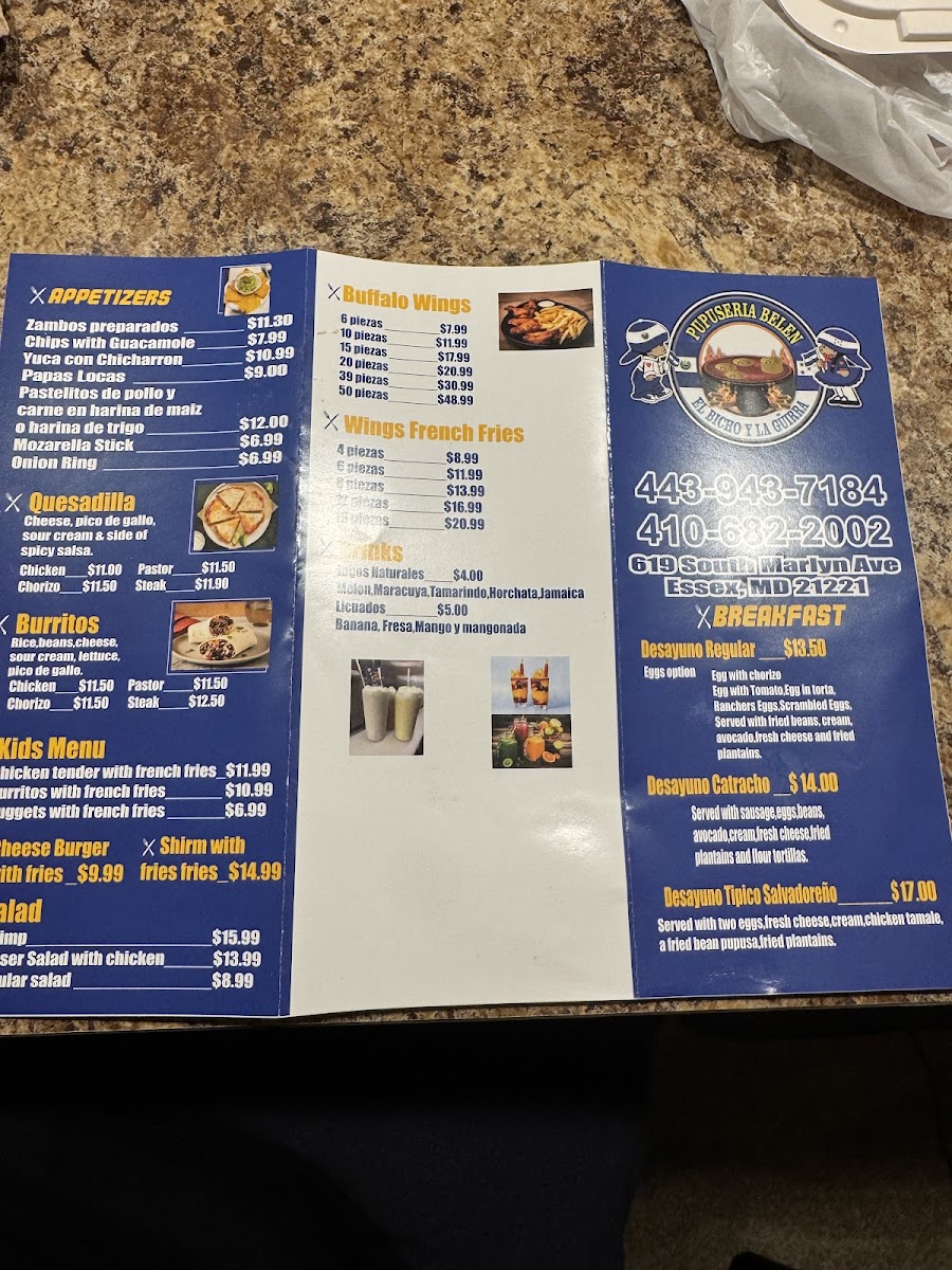 Menu Pupuseria Belén Llc-1