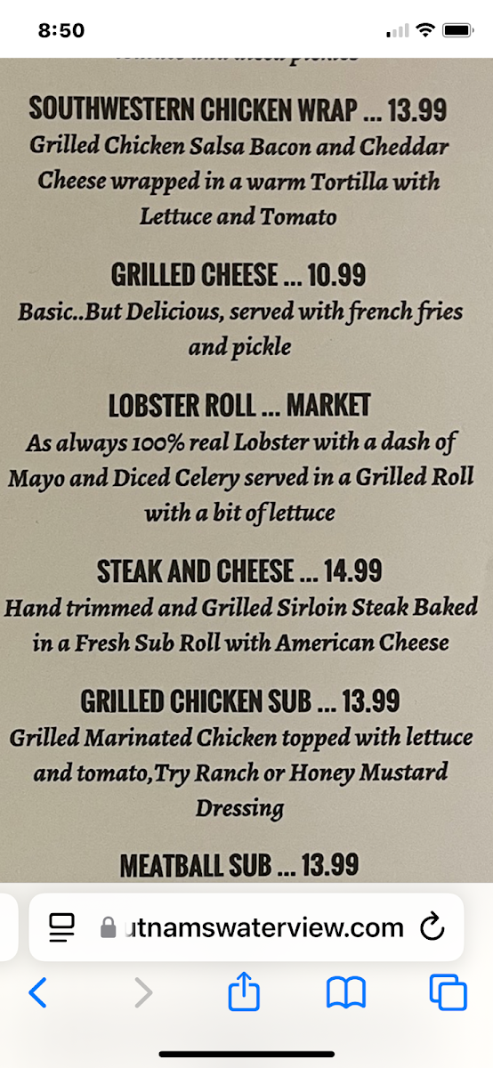 Menu Putnam's Waterview Restaurant-6