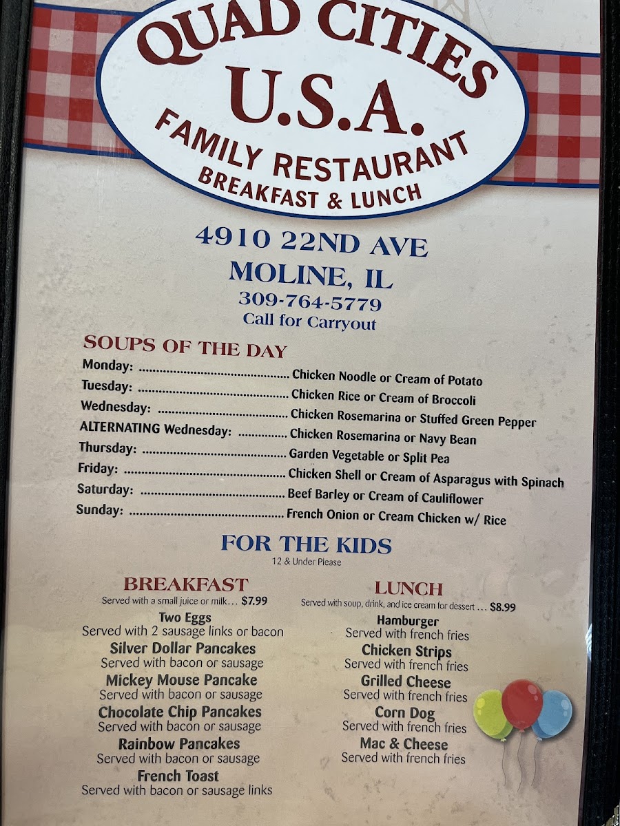 Menu Quad Cities U.s.a. Family Restaurant-6
