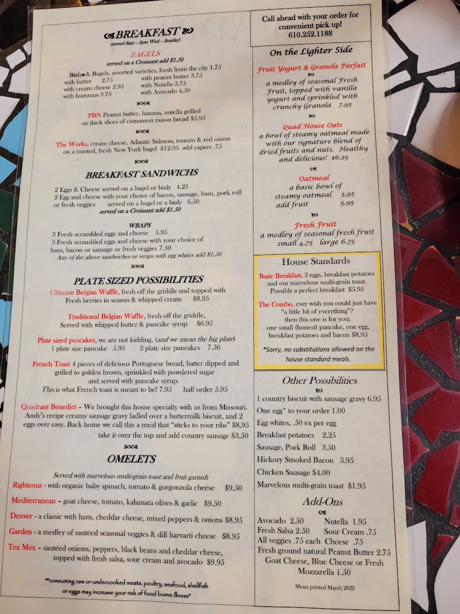 Menu Quadrant Book Mart & Coffee House-1