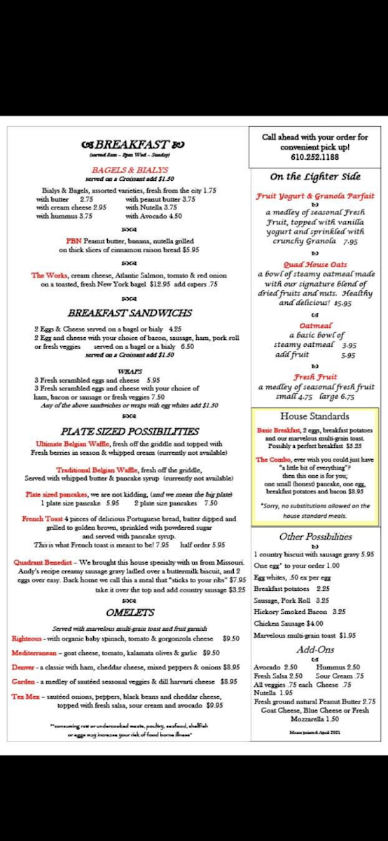 Menu Quadrant Book Mart & Coffee House-10