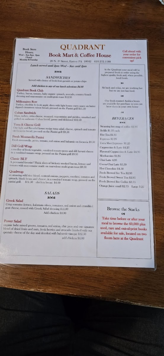 Menu Quadrant Book Mart & Coffee House-3