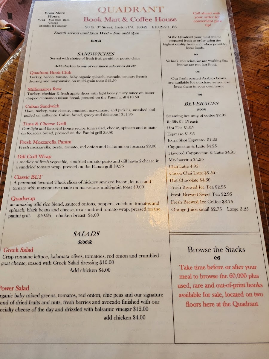 Menu Quadrant Book Mart & Coffee House-6