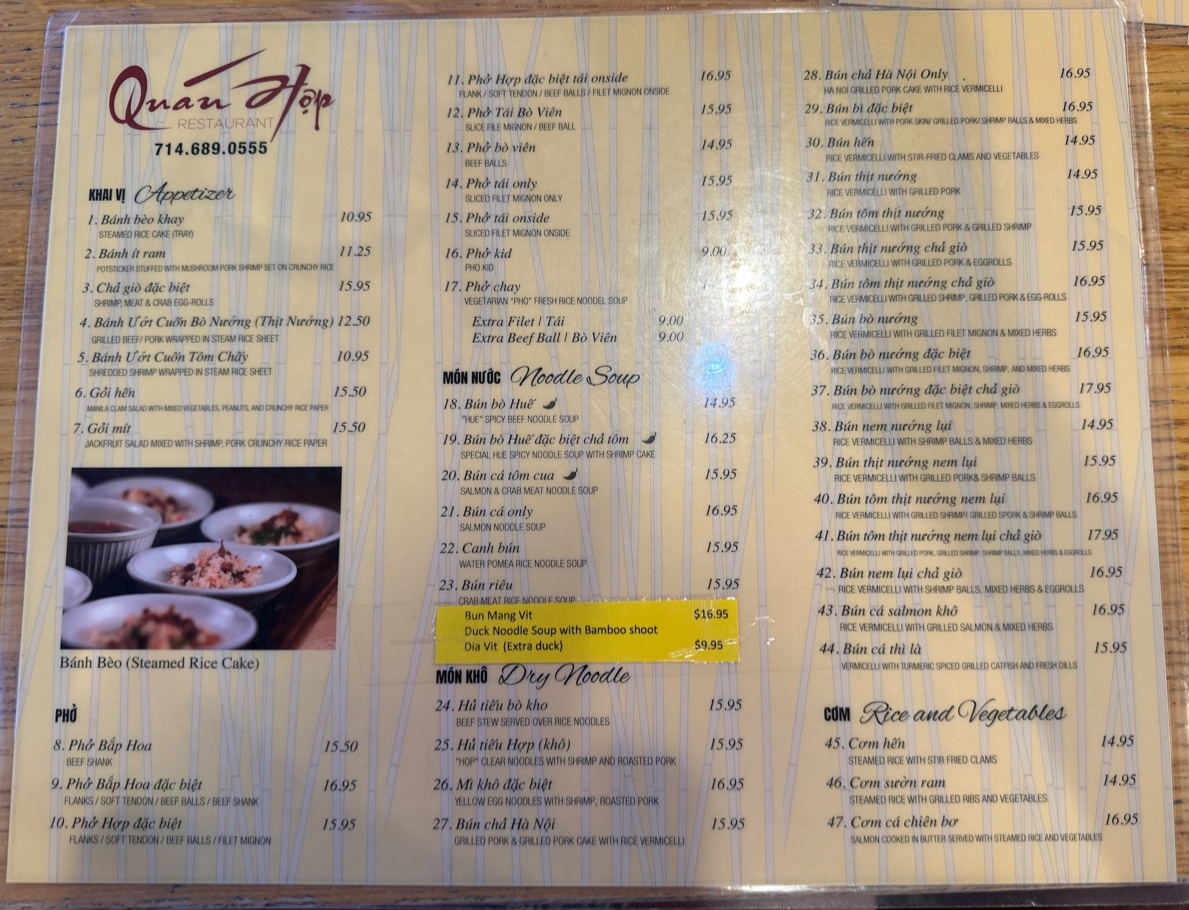 Menu Quán Hợp Restaurant-1