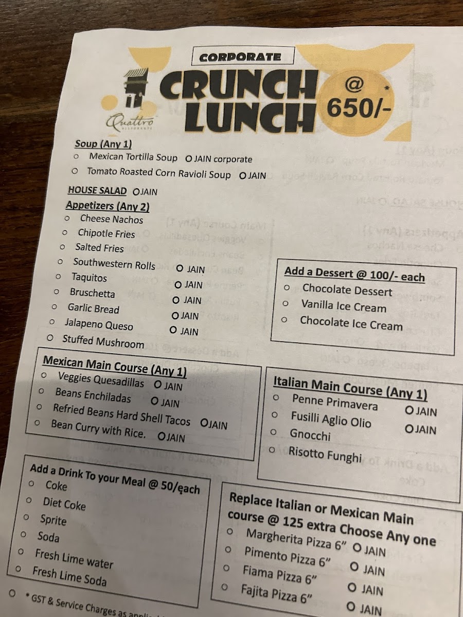 Menu Quattro Ristorante, Lower Parel-9